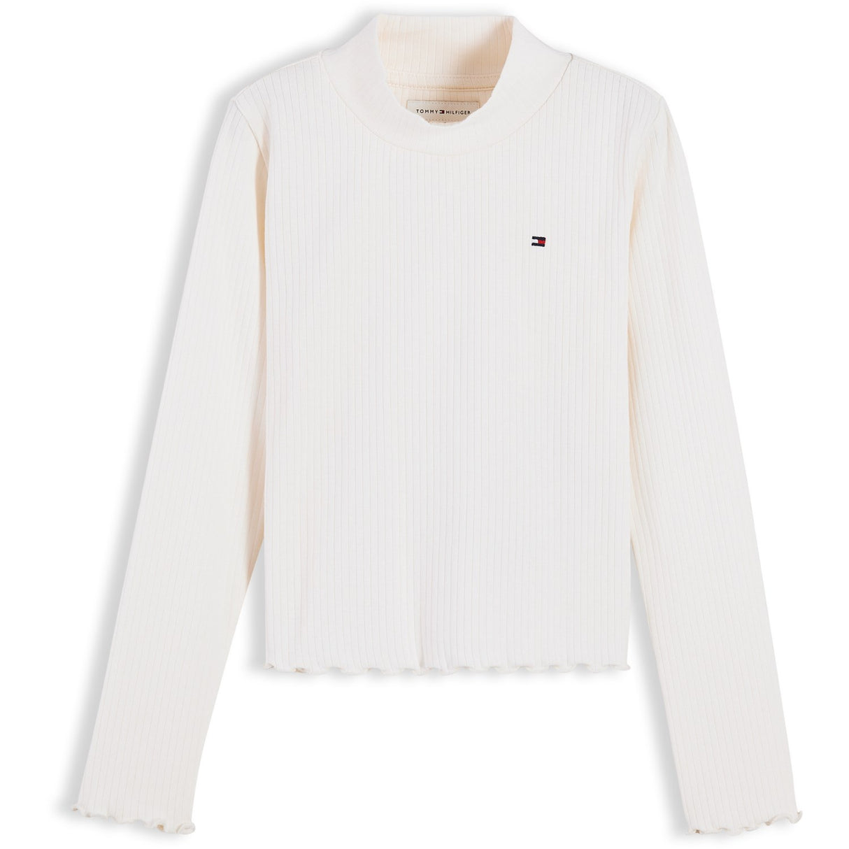 Tommy Hilfiger Off White-White Mock Neck Rib Top Ls