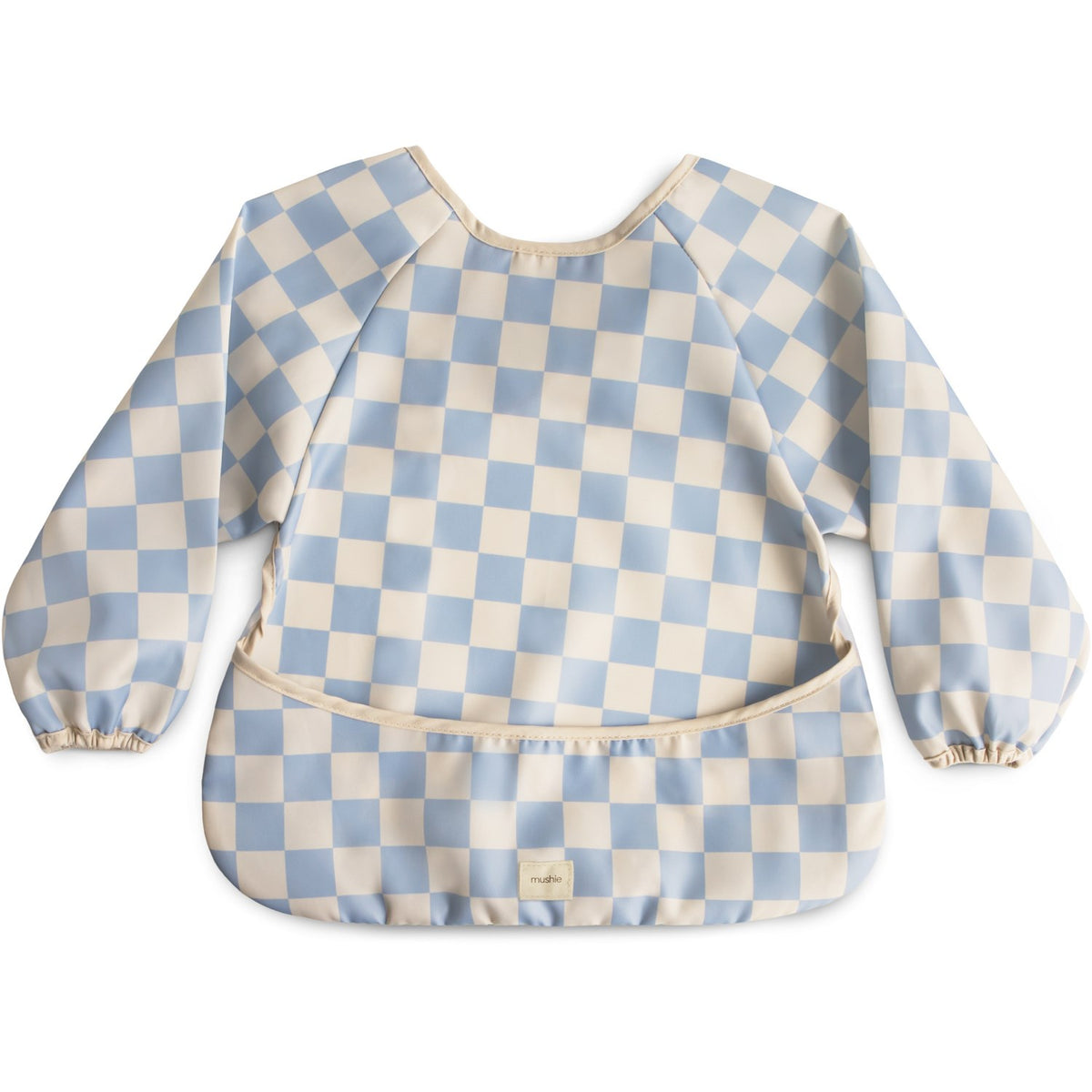 Mushie Blue Check Mushie Long Sleeve Hagesmæk