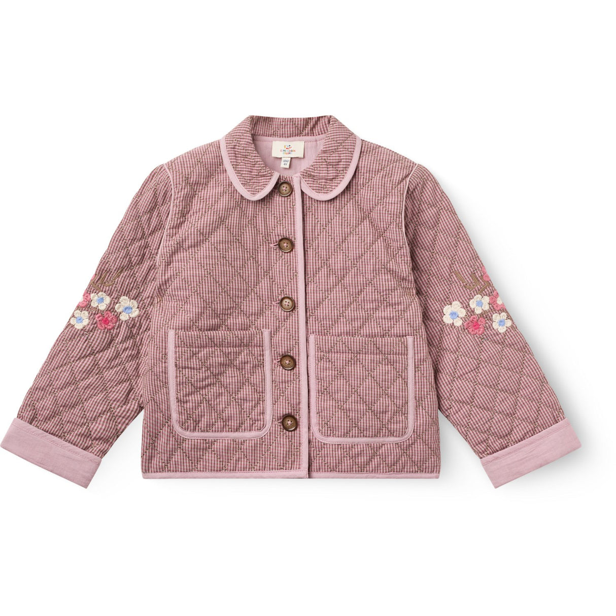 COPENHAGEN COLORS Winter Rose Check Comb. Checkered Quiltet Jakke M/ Embroidery