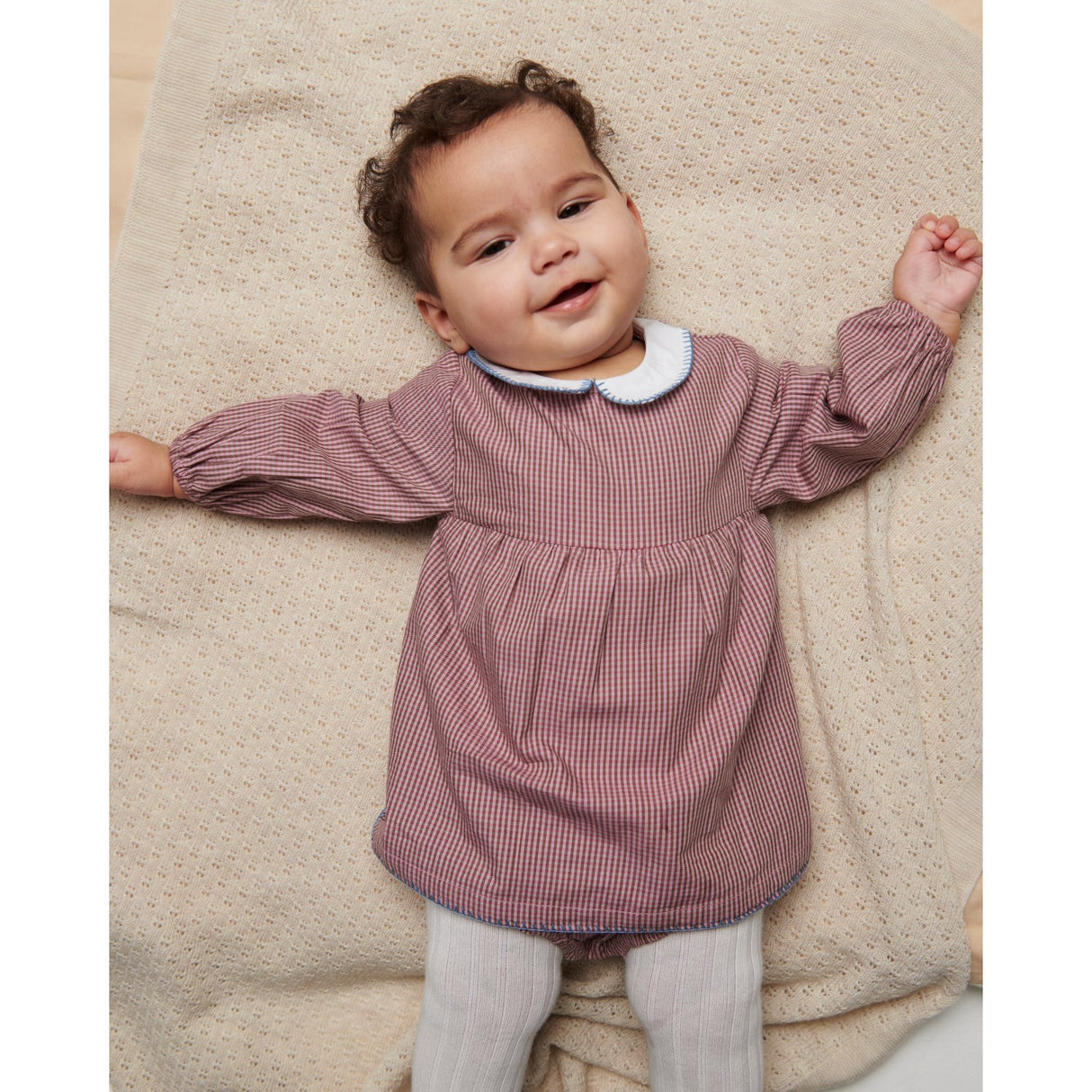 COPENHAGEN COLORS Winter Rose Check Comb. Checkered Romper Kjole M/ Krave