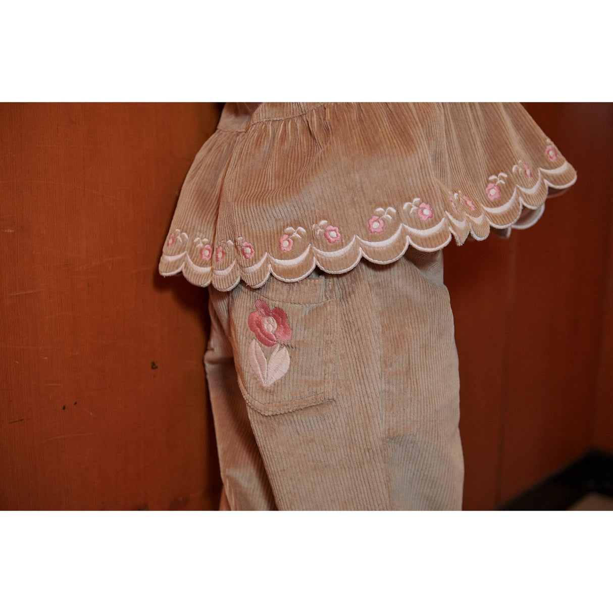 COPENHAGEN COLORS Beige Corduroy Bluse M/ Emb.