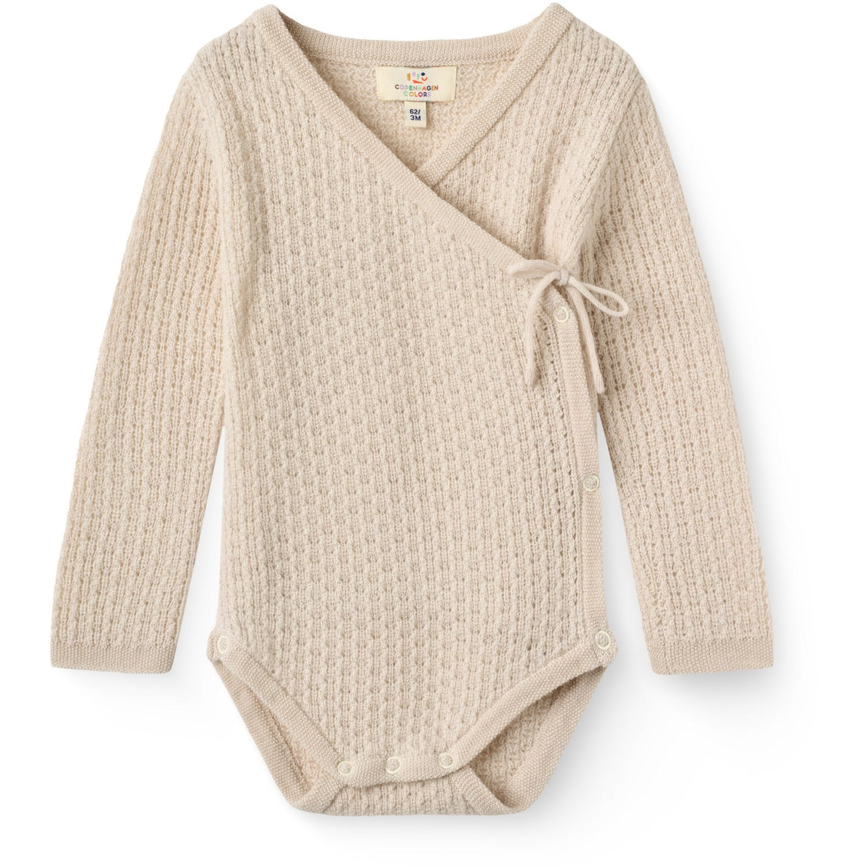 COPENHAGEN COLORS Pale Cream Melange Strikket Pointelle Baby Cross-Over