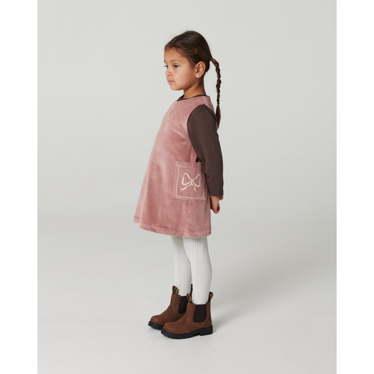 COPENHAGEN COLORS Winter Rose Corduroy Kjole M/ Embroidery