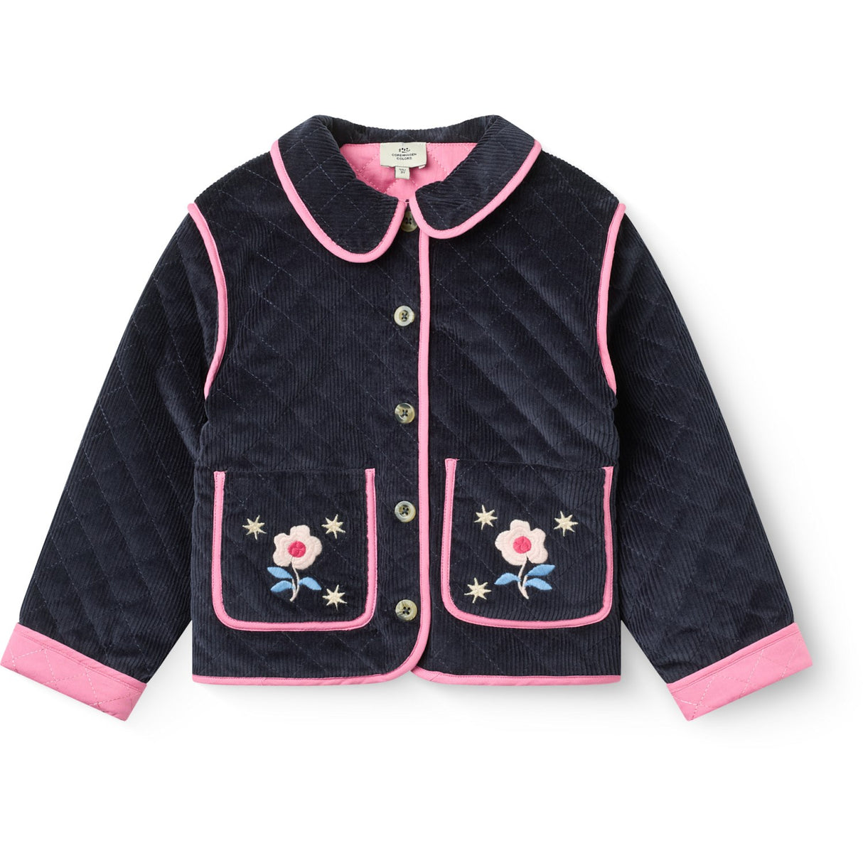 COPENHAGEN COLORS Navy Quiltet Corduroy Jakke M/ Embroidery