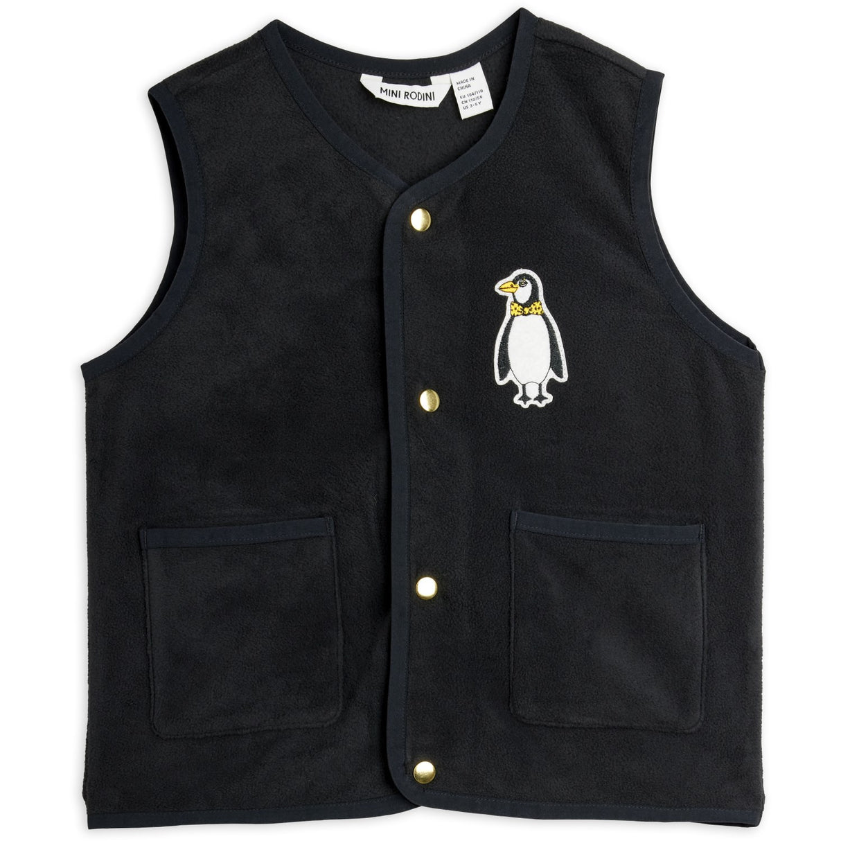 Mini Rodini Black Penguin Patch Microfleece Vest