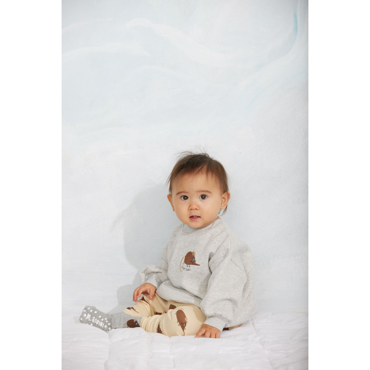 Mini Rodini Beige Elephant Shrew AOP Leggings