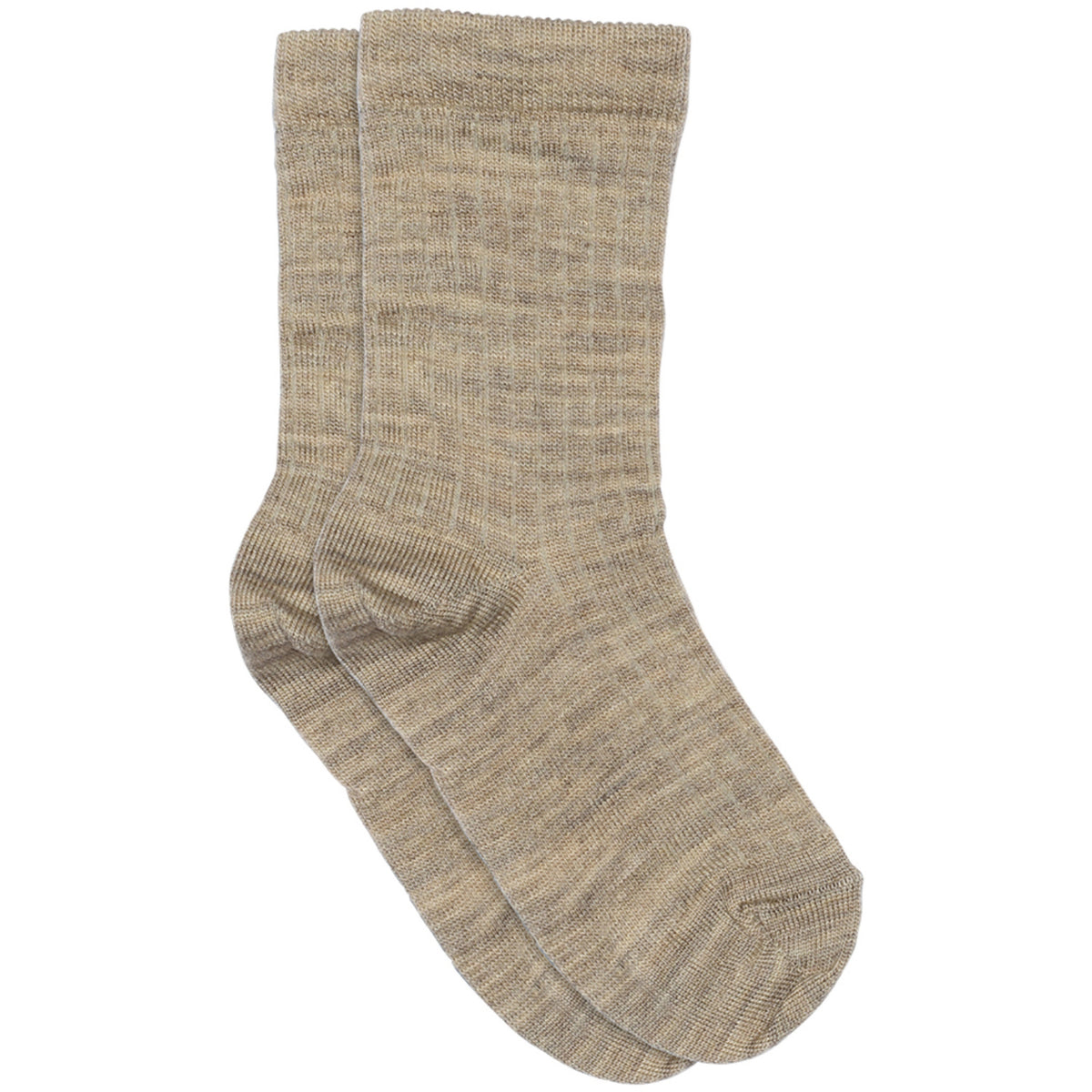 Mp Danmark Light Brown Melange Uld Rib Strømper