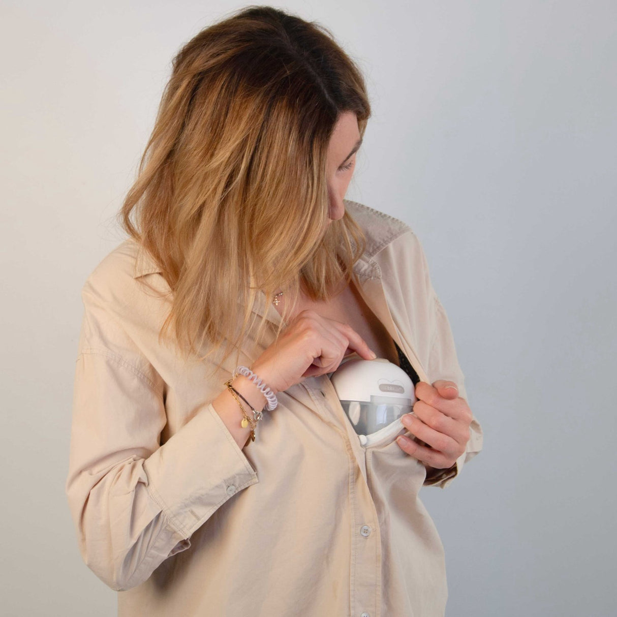 bblüv White/Beige Portable Elektrisk Dobbelt Breast Pump Med Heating