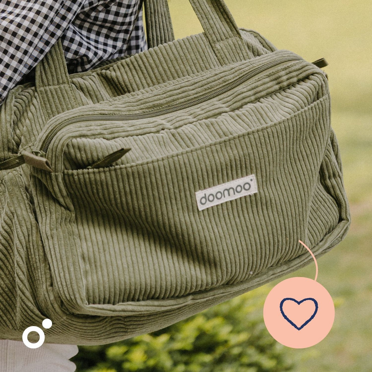 Doomoo Corduroy Khaki Diaper Taske Med 8 Tilbehør