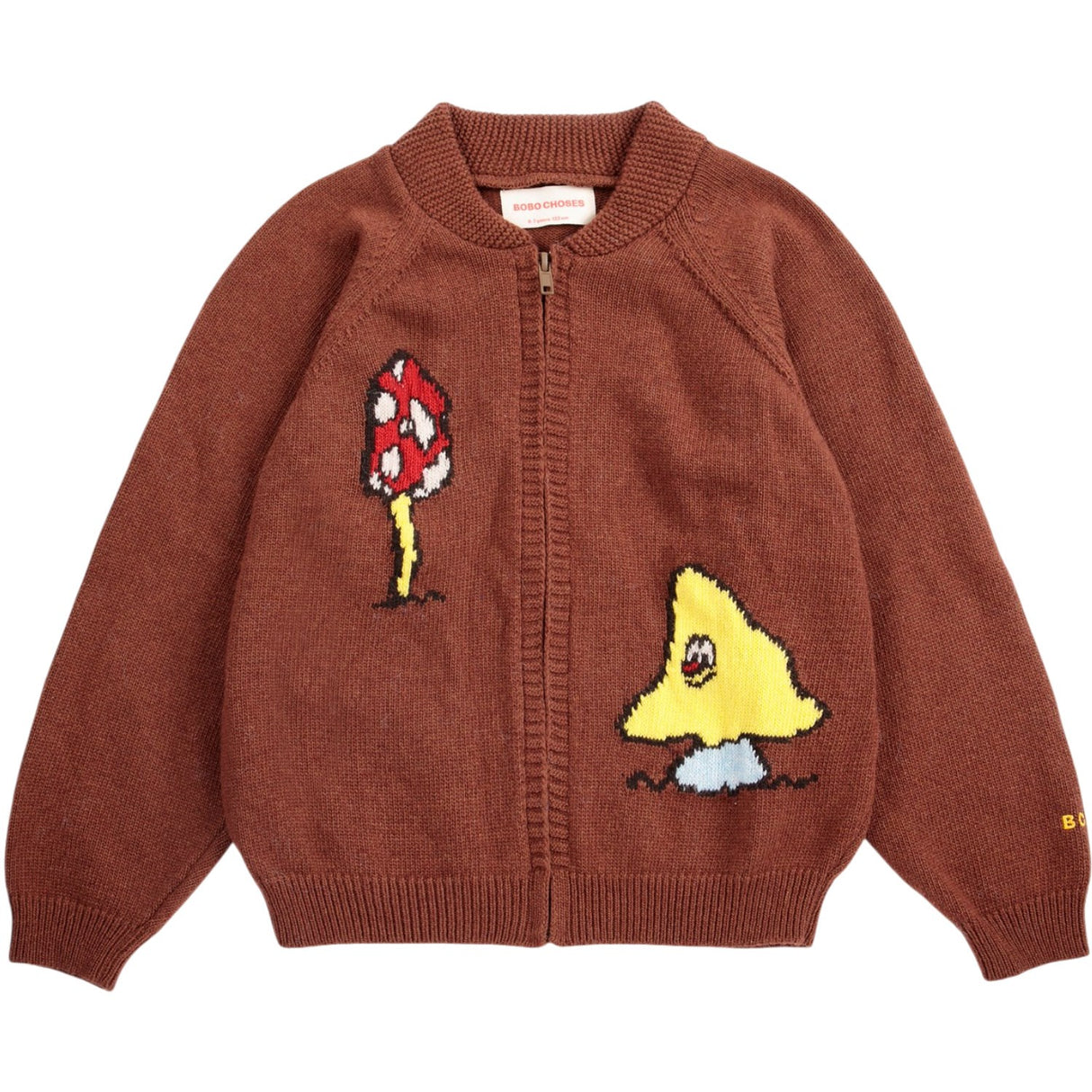 Bobo Choses Dark Brown Mush Monster Duo Zipped Cardigan