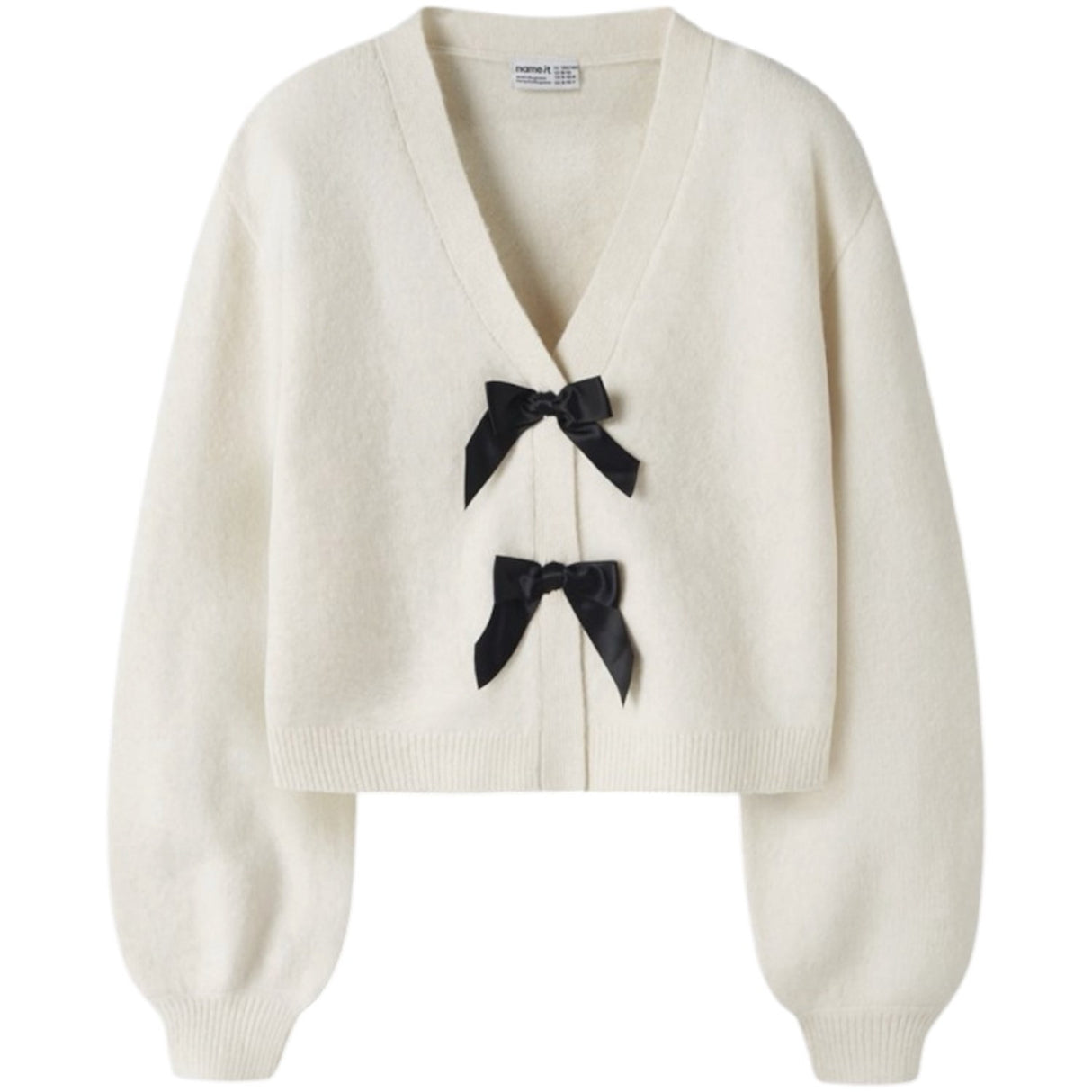 Name It Antique White Black Bow Nkfrina Ls Strik Card Noos