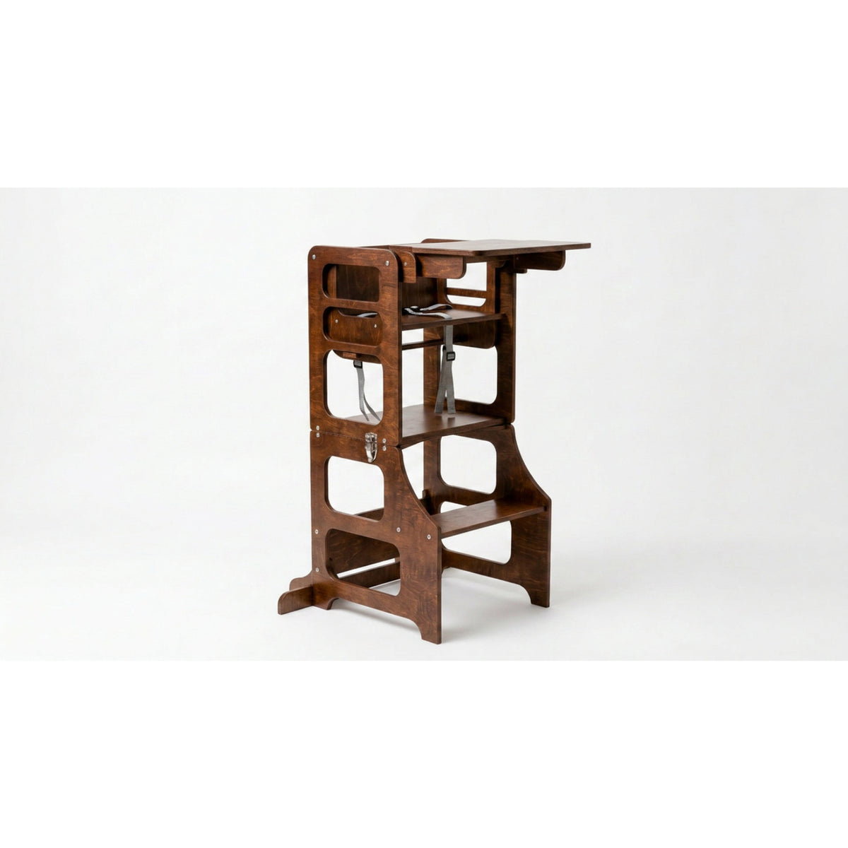 Duck Woodworks Honey Glaze Foldbar Køkken Læringstårn Stained Med Højstol Addon Sæt