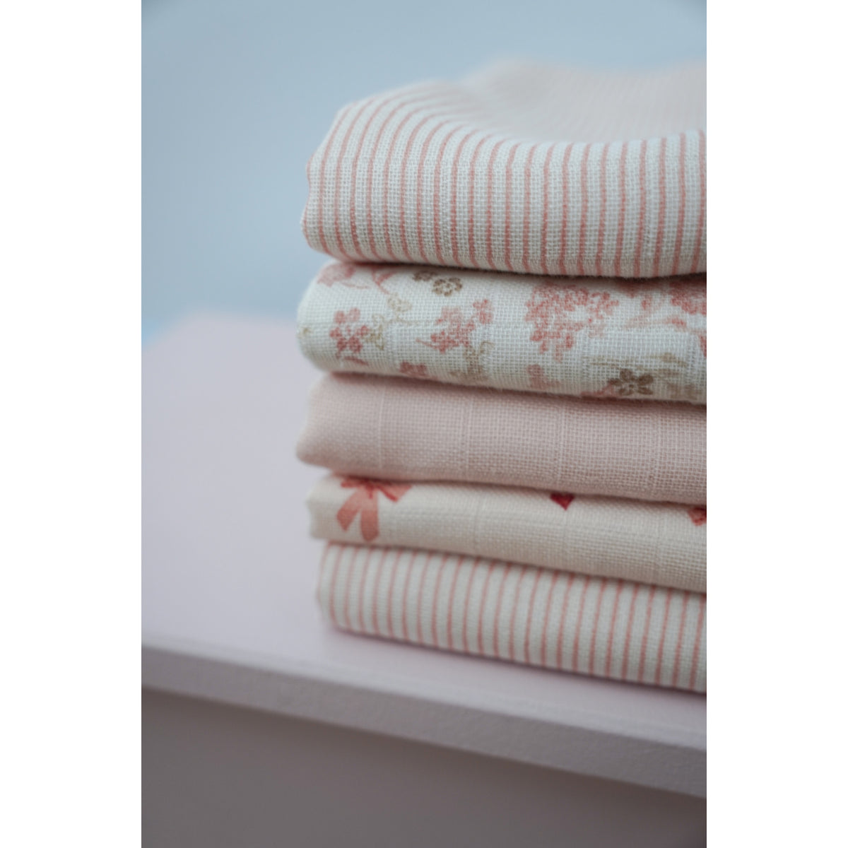 Cam Cam Copenhagen Classic Stripes Rose Muslin Cloth Printed 2-Pak