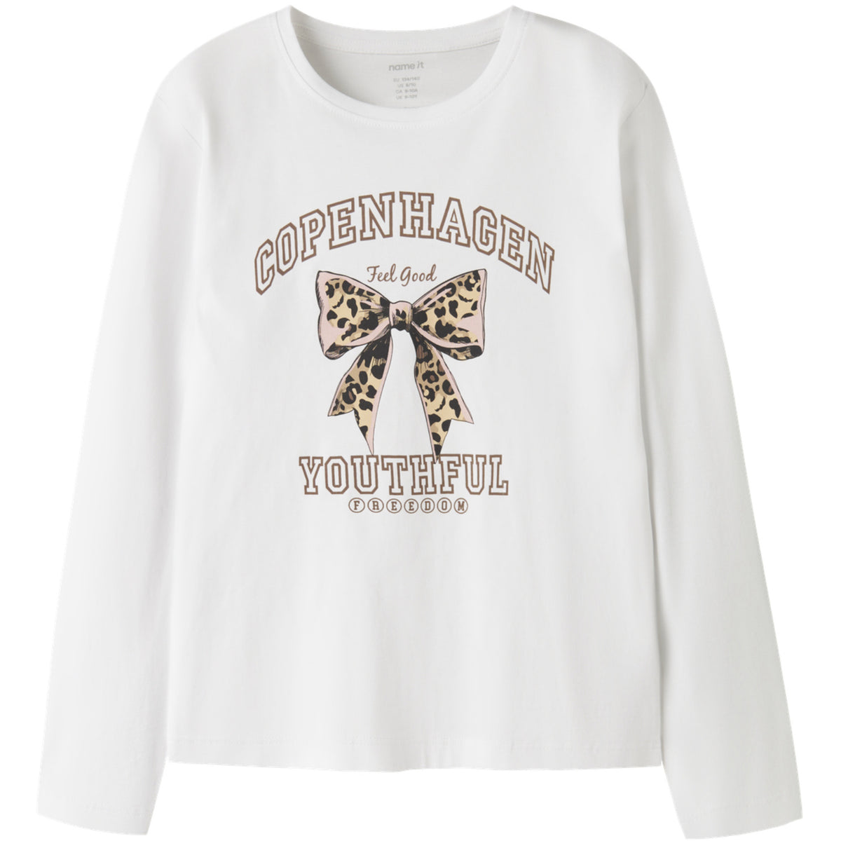 Name It Bright White Leo Bow Nkfveen Ls Nreg Top
