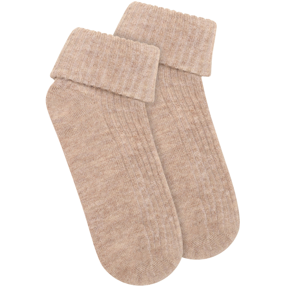 Minymo Silver Mink Melange Baby 2X2 Rib Uld Strømper 2-Pak