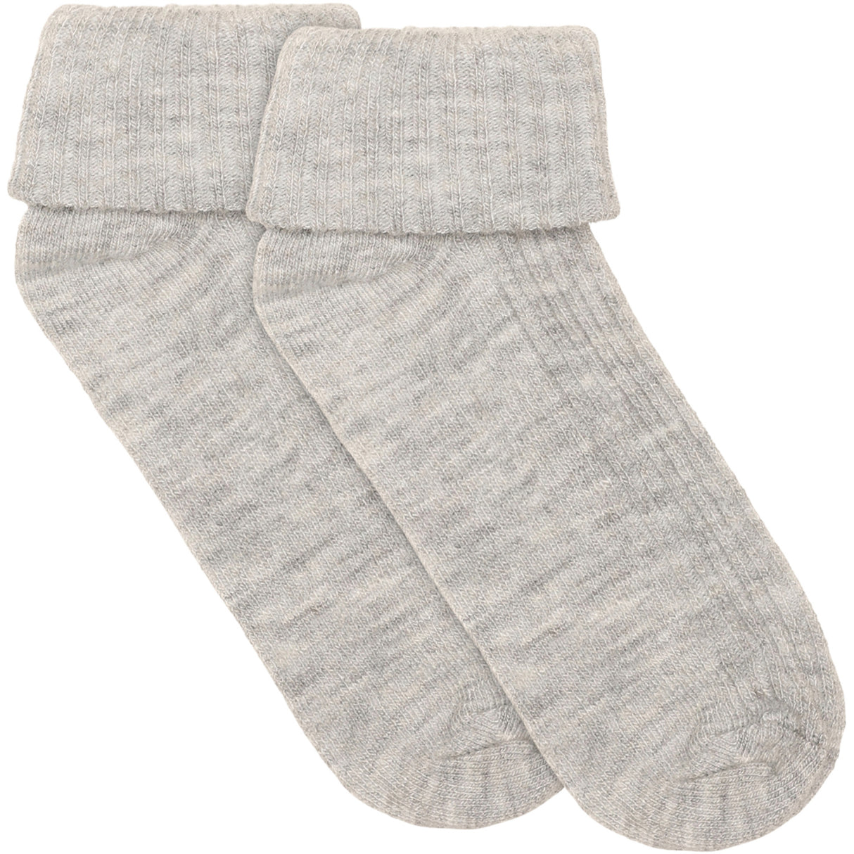 Minymo Light Grey Melange Baby 2X2 Rib Uld Strømper 2-Pak