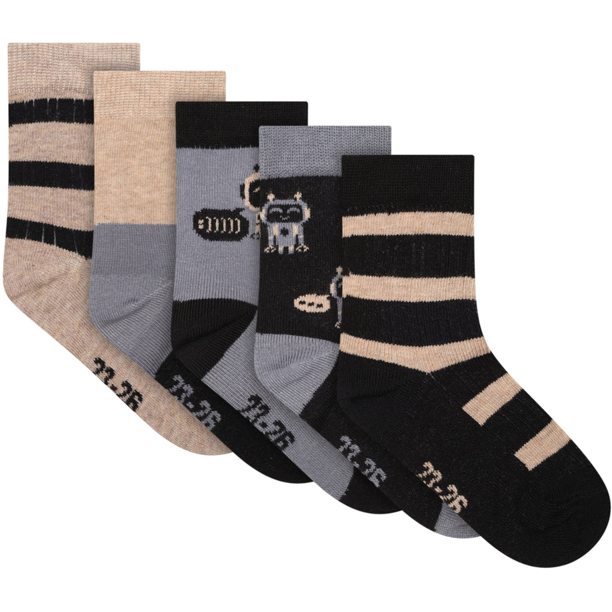 Minymo Blau Gray Strømper M/ Pattern (5-Pack)