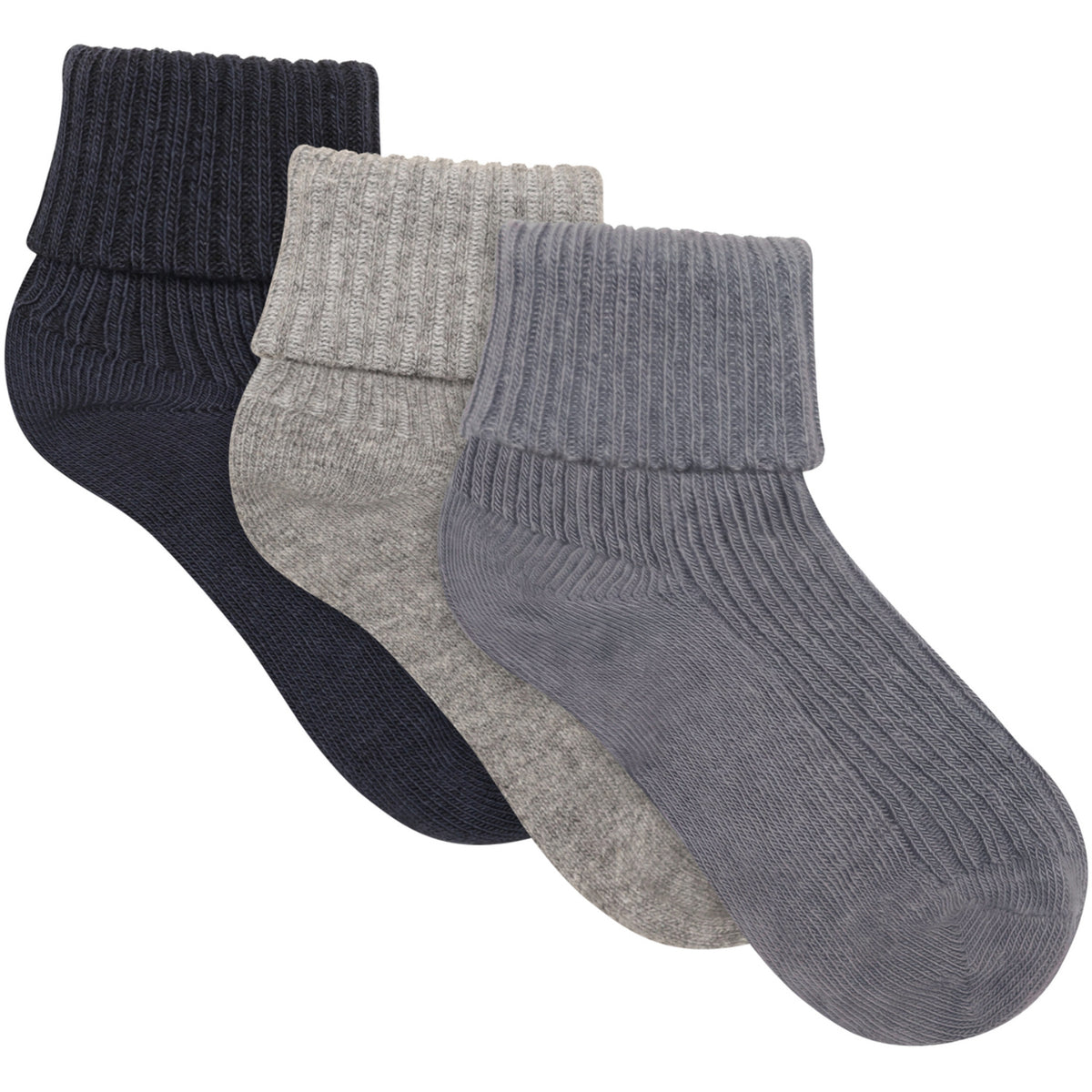 Minymo Blau Gray Baby 2X2 Rib Strømpe (3-Pack)