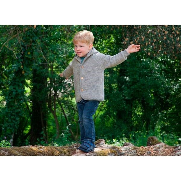 Engel Hooded Cardigan m. Træknapper Grey Mélange