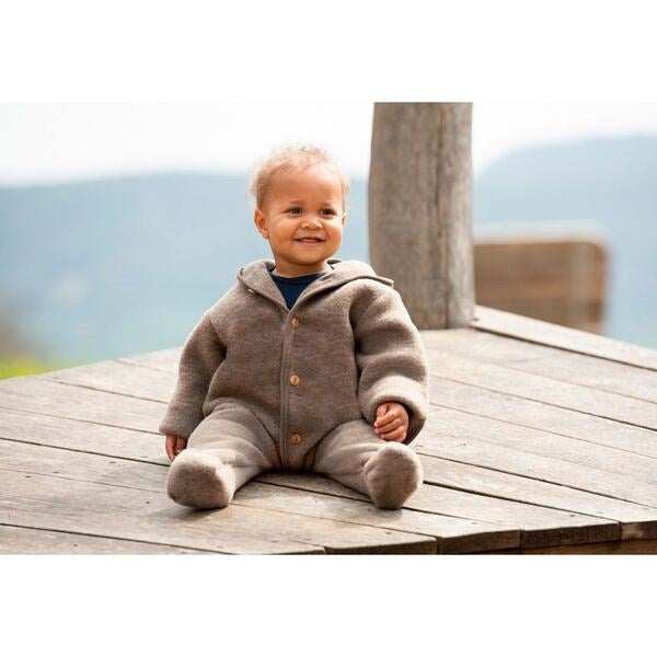 Engel Hooded Heldragt m. Knapper Walnuss Mélange