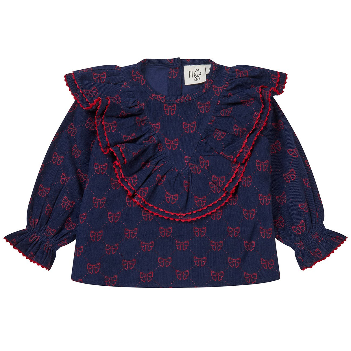 Flöss Navy/Ruby Red Bows Luna Bluse