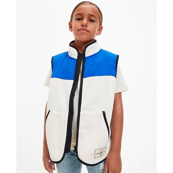Calvin Klein Mix Media CLR Block Fleece Vest Muslin 2