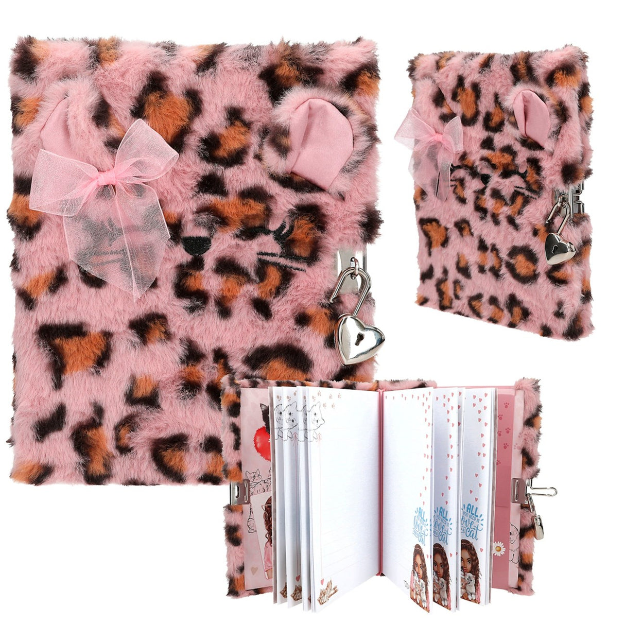 TOPModel Dagbog Fluffy m/hjertelås, lyserød