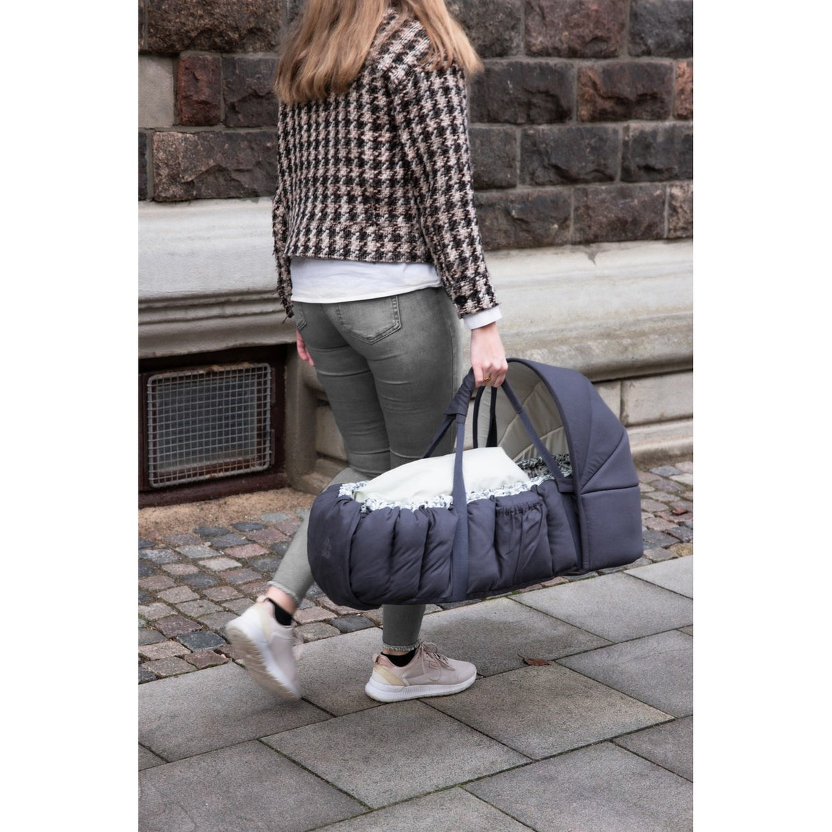 Sebra Blue Olive Hætte Til 3-In-1 Baby Nest