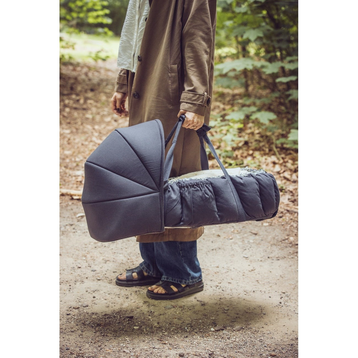 Sebra Blue Olive Hætte Til 3-In-1 Baby Nest