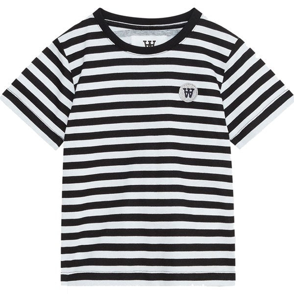 Wood Wood Black/White Stripes Ola Chrome Badge T-Shirt