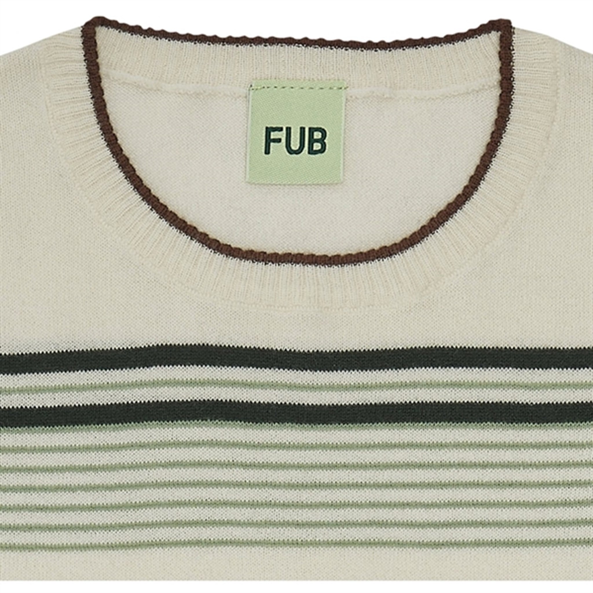 FUB Striped T-Shirt Ecru/Deep Green 3