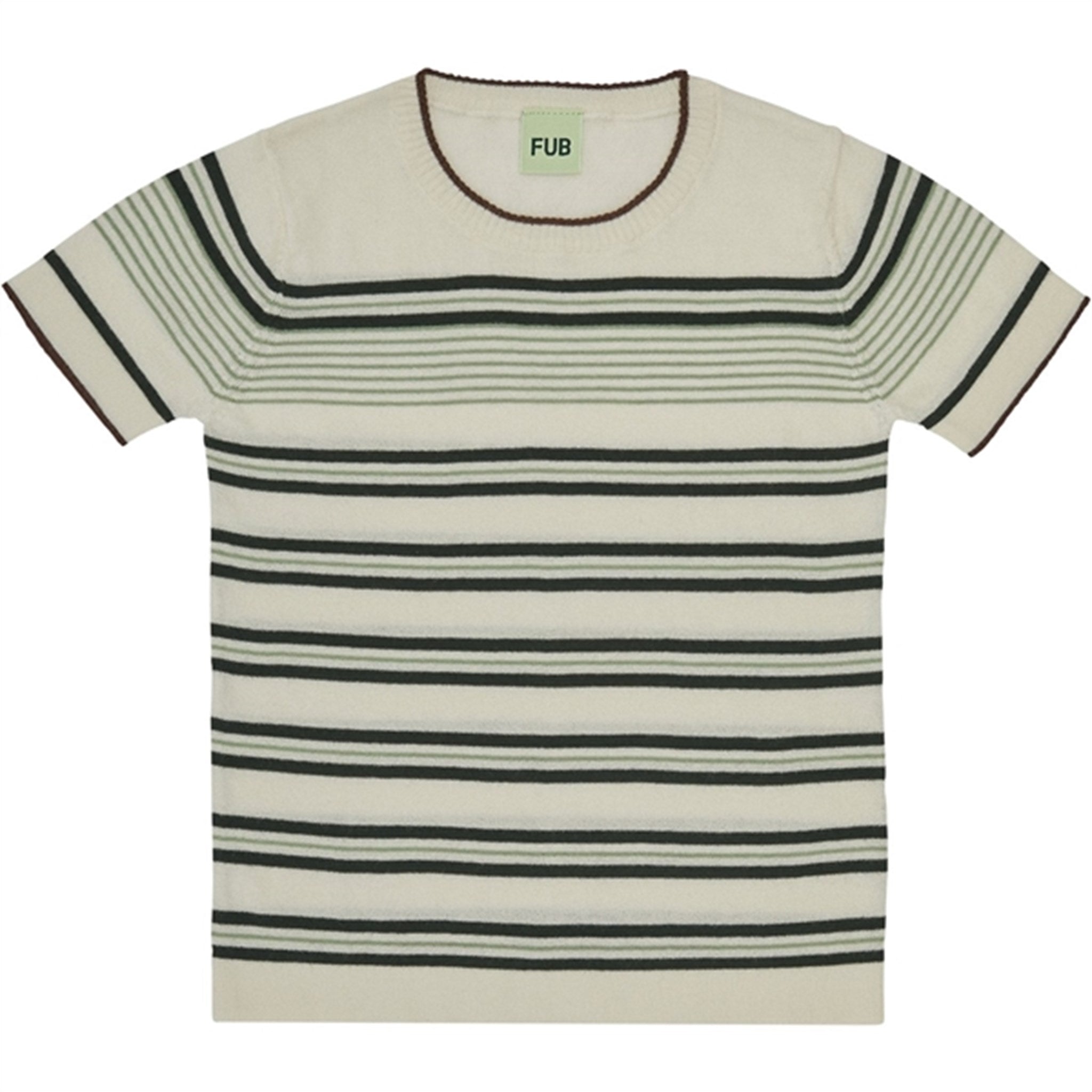 FUB Striped T-Shirt Ecru/Deep Green