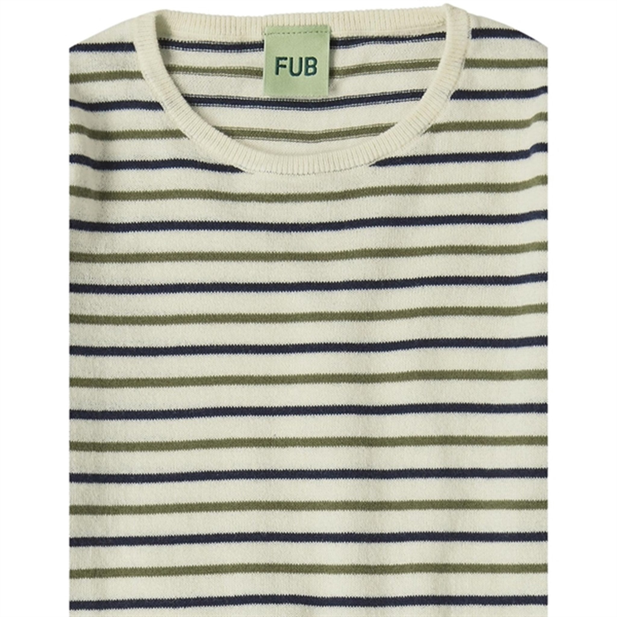 FUB Ecru/Dark Navy/Olive Contrast Striped Bluse 2