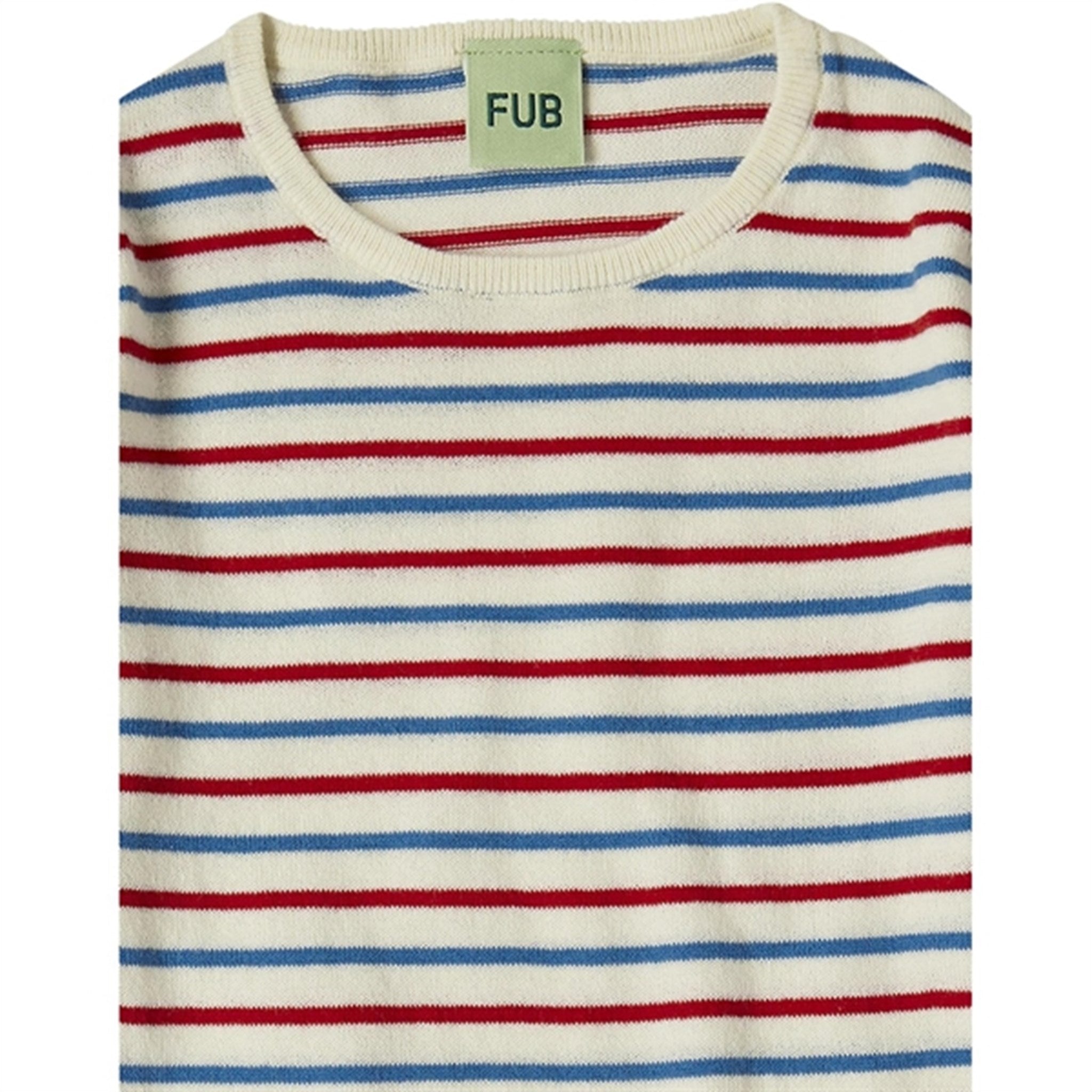 FUB Ecru/Azure/Crimson Red Contrast Striped Bluse 2