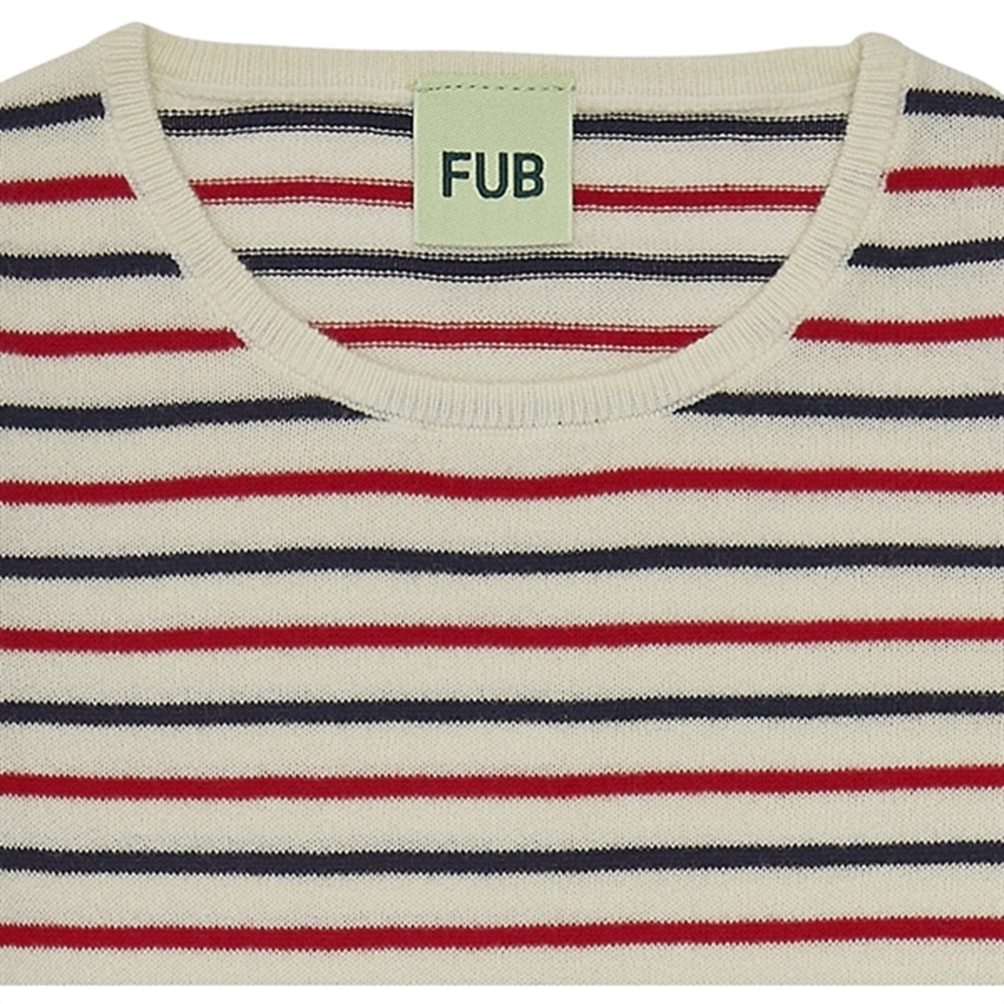 FUB Contrast Striped Bluse Ecru/Dark Navy/Bright Red 2