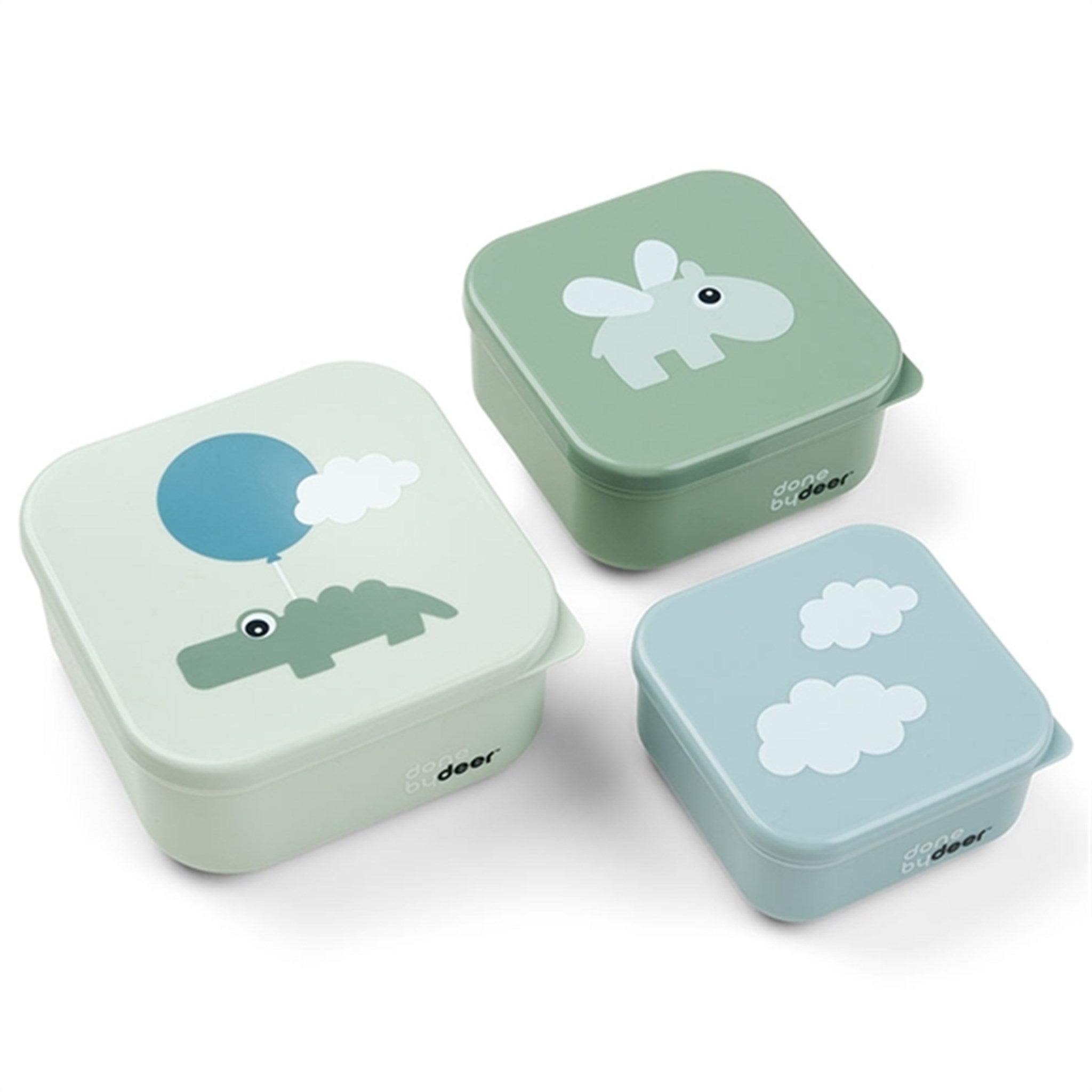 Done by Deer Snack Box Set 3-pak Happy Clouds Green