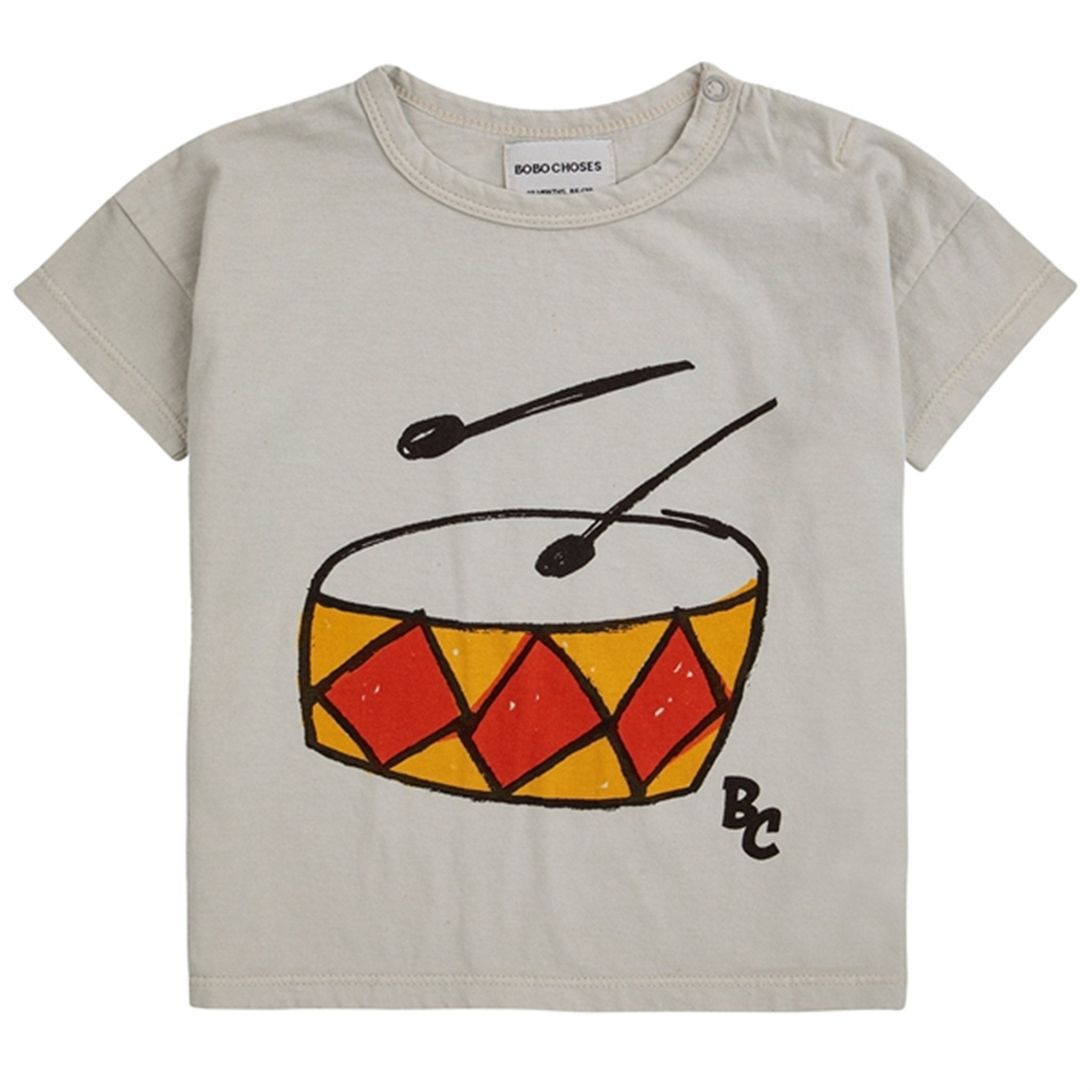 Bobo Choses Baby Play The Drum T-Shirt Beige