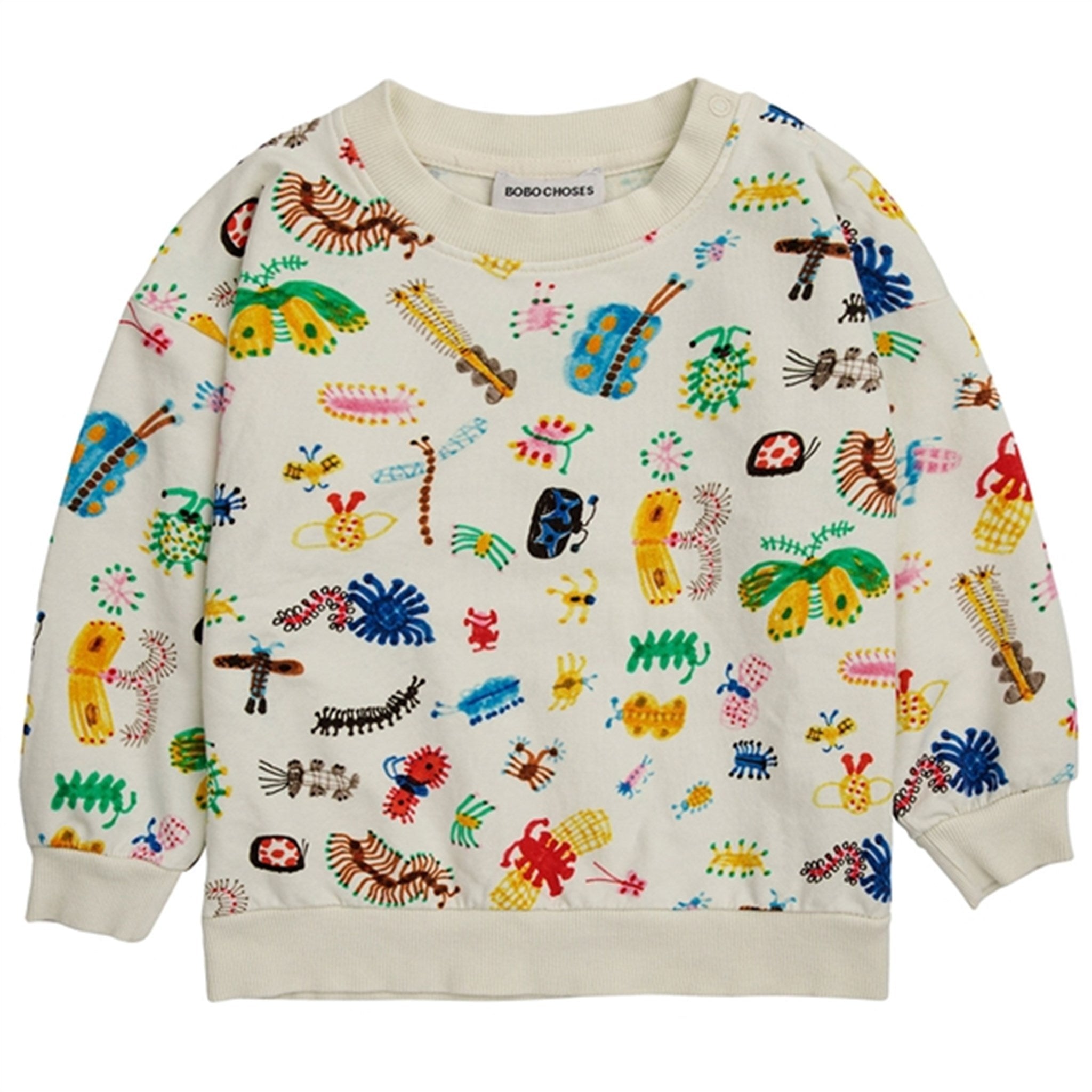 Bobo Choses Baby Funny Insects All Over Sweatshirt Round Neck Offwhite