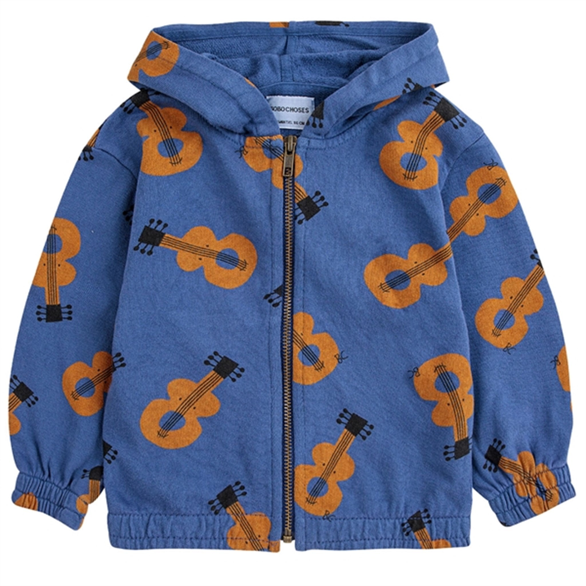 Bobo Choses Baby Acoustic Guitar All Over Zipped Hoodie Navy Blue