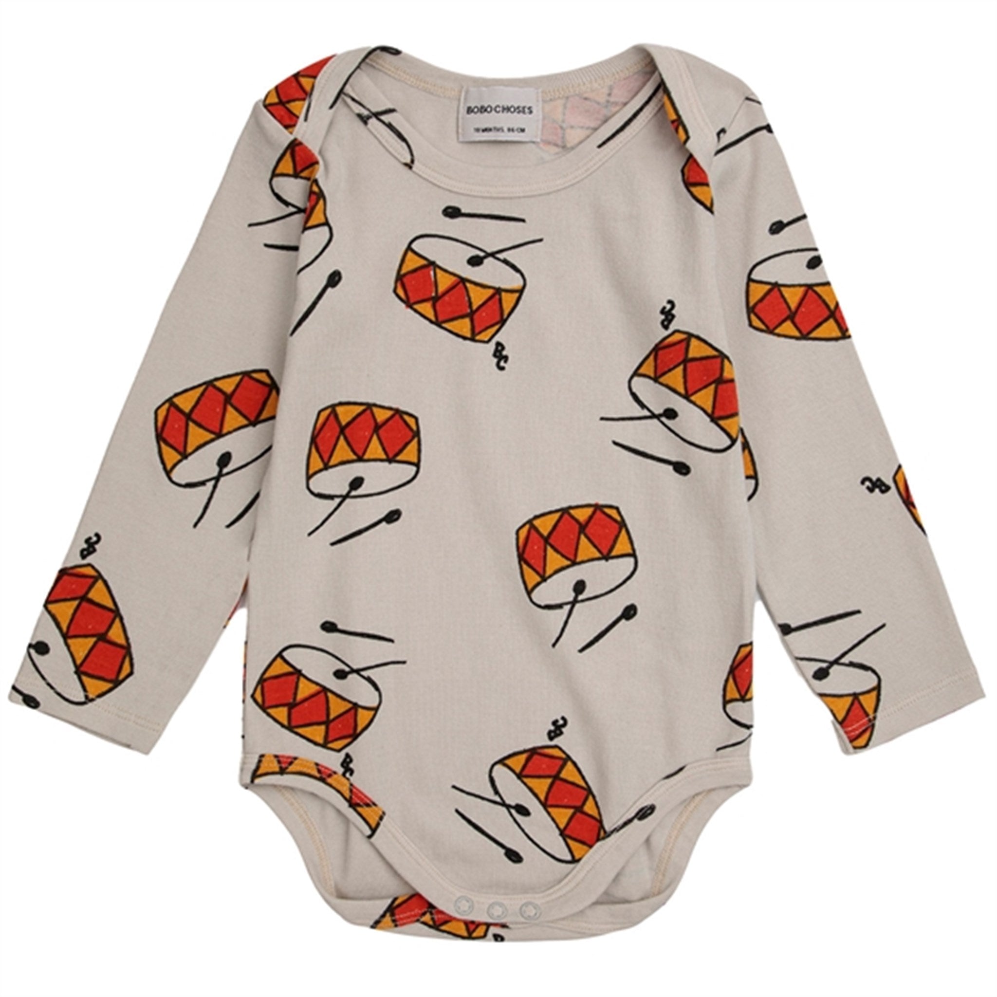 Bobo Choses Baby Play The Drum All Over Body Long Sleeve Beige