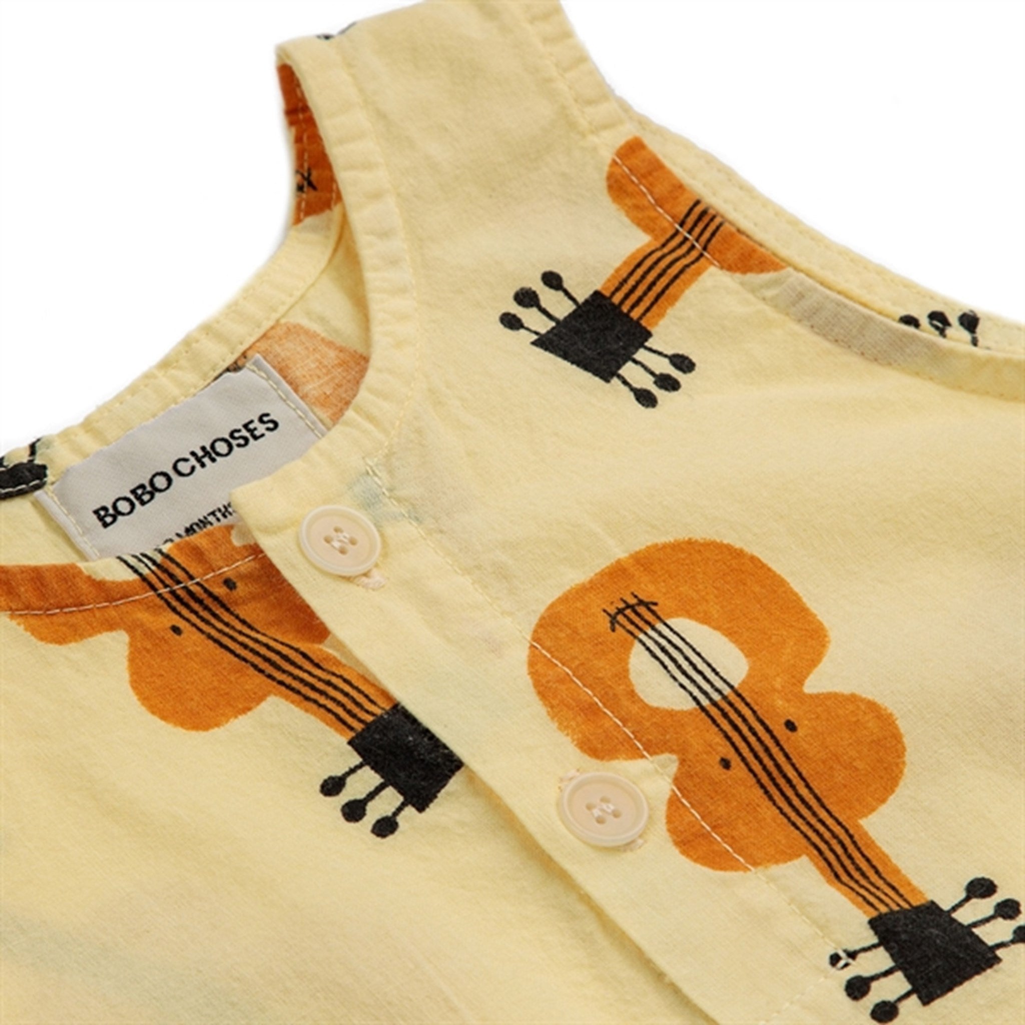 Bobo Choses Baby Acoustic Guitar All Over Woven Playsuit Sleeveless Light Yellow 2