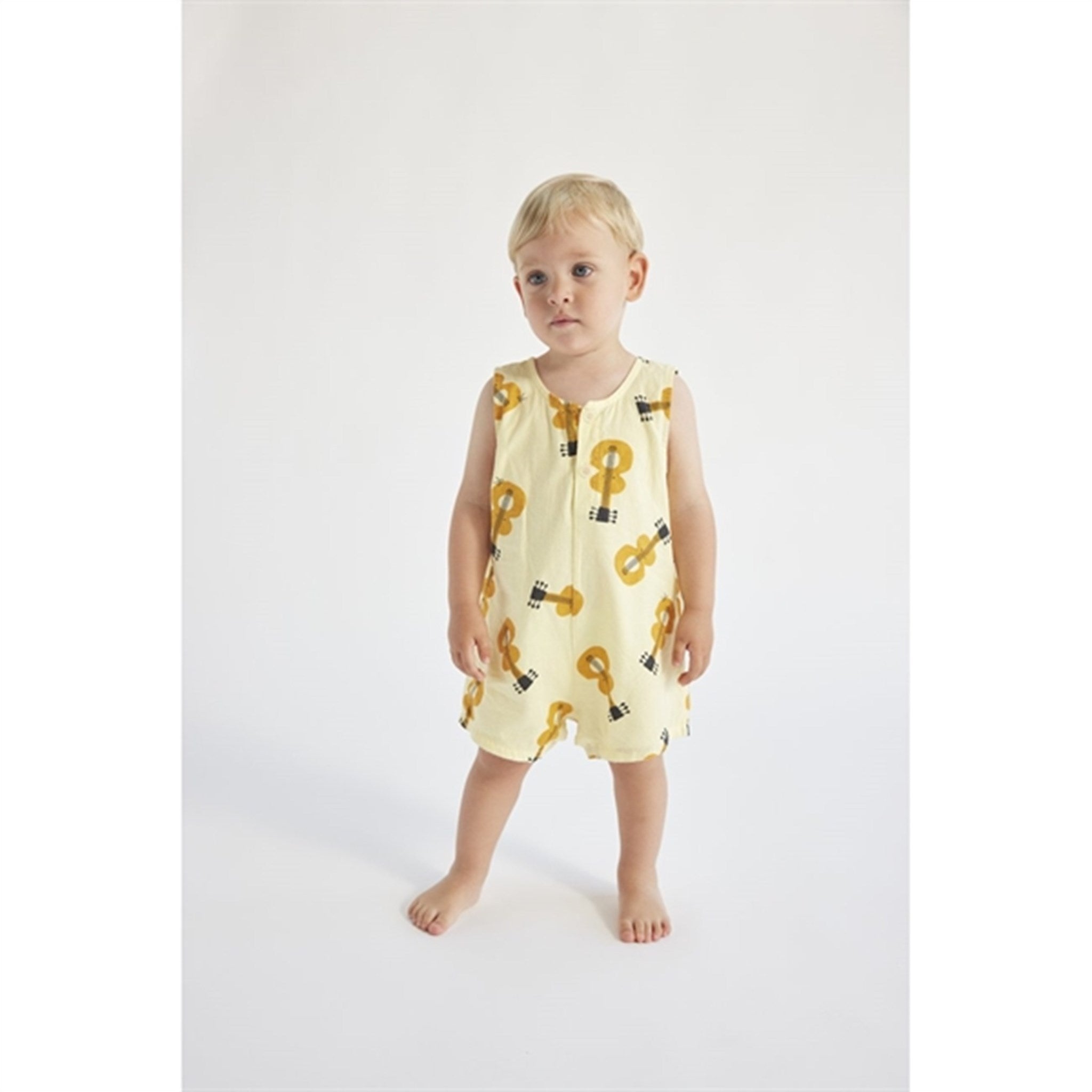 Bobo Choses Baby Acoustic Guitar All Over Woven Playsuit Sleeveless Light Yellow 4