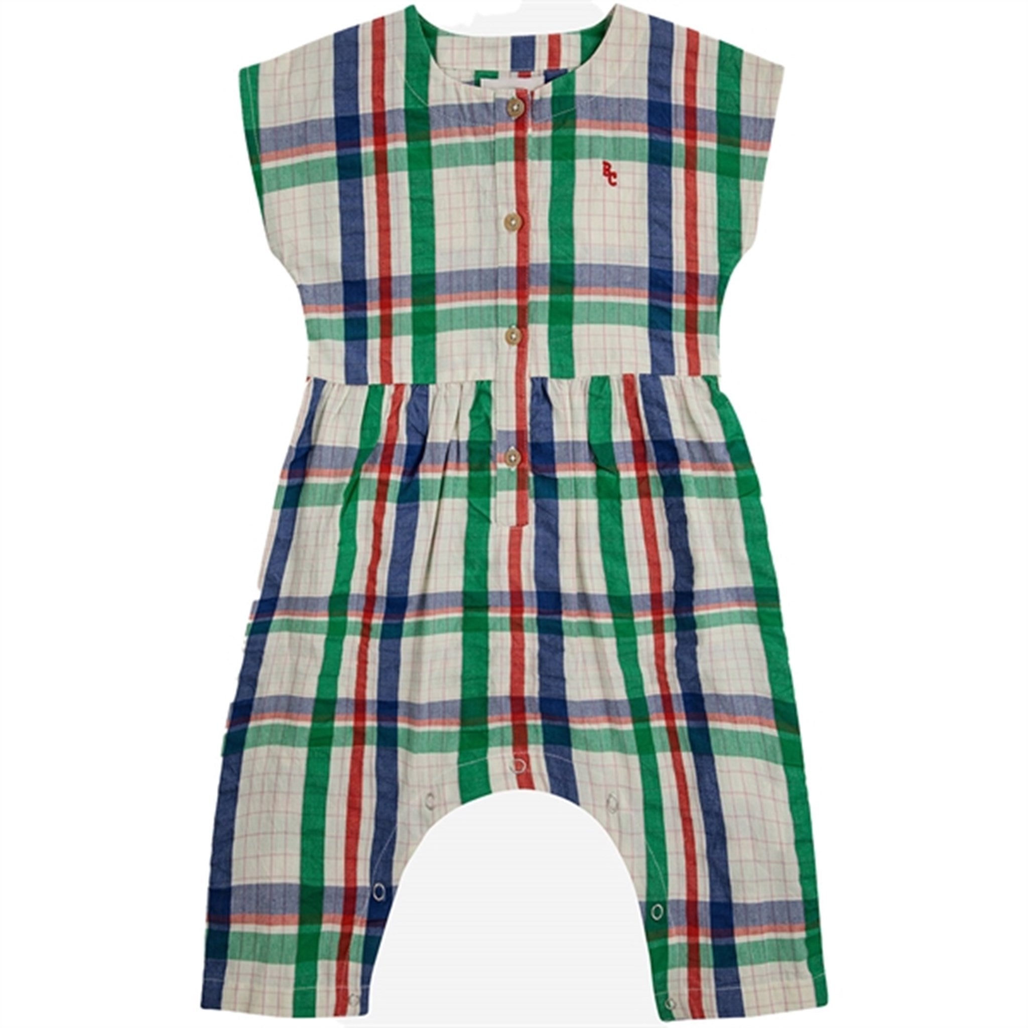 Bobo Choses Baby Madras Checks Woven Overall Short Sleeve Multicolor