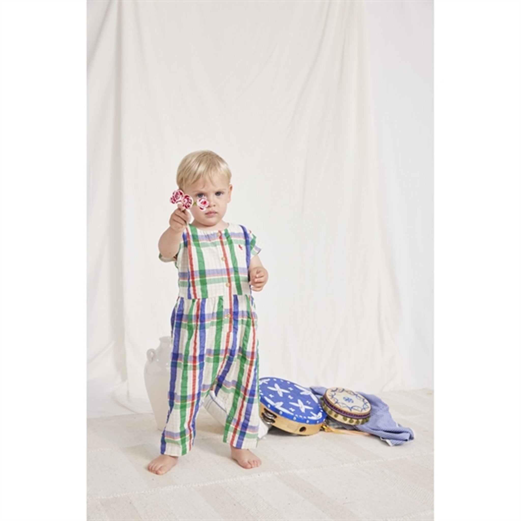 Bobo Choses Baby Madras Checks Woven Overall Short Sleeve Multicolor 2