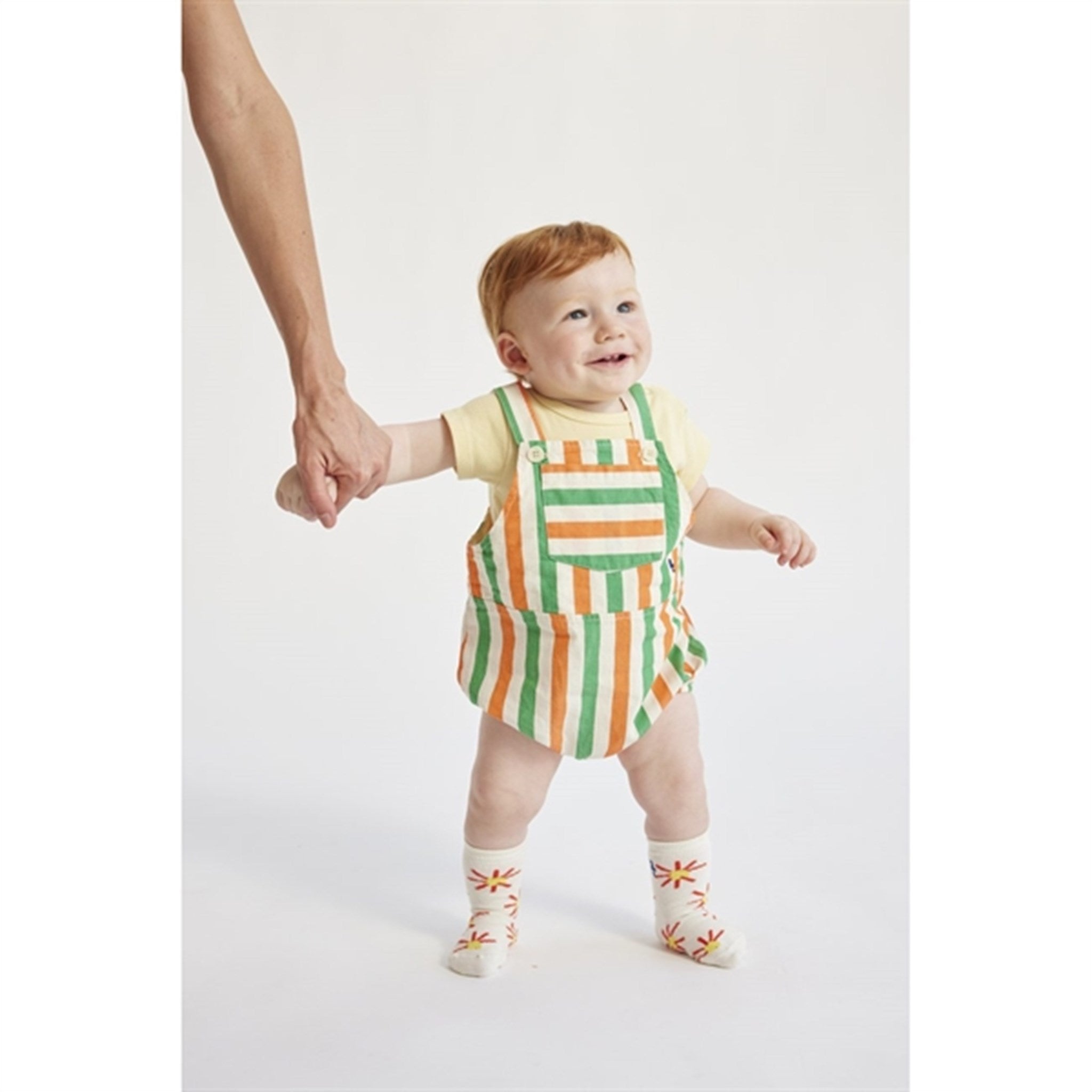 Bobo Choses Baby Vertical Stripes Woven Romper Offwhite 5