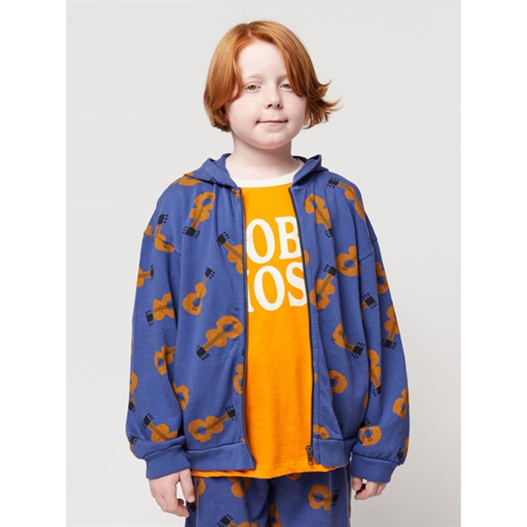 Bobo Choses Acoustic Guitar All Over Zipped Hoodie Navy Blue 4