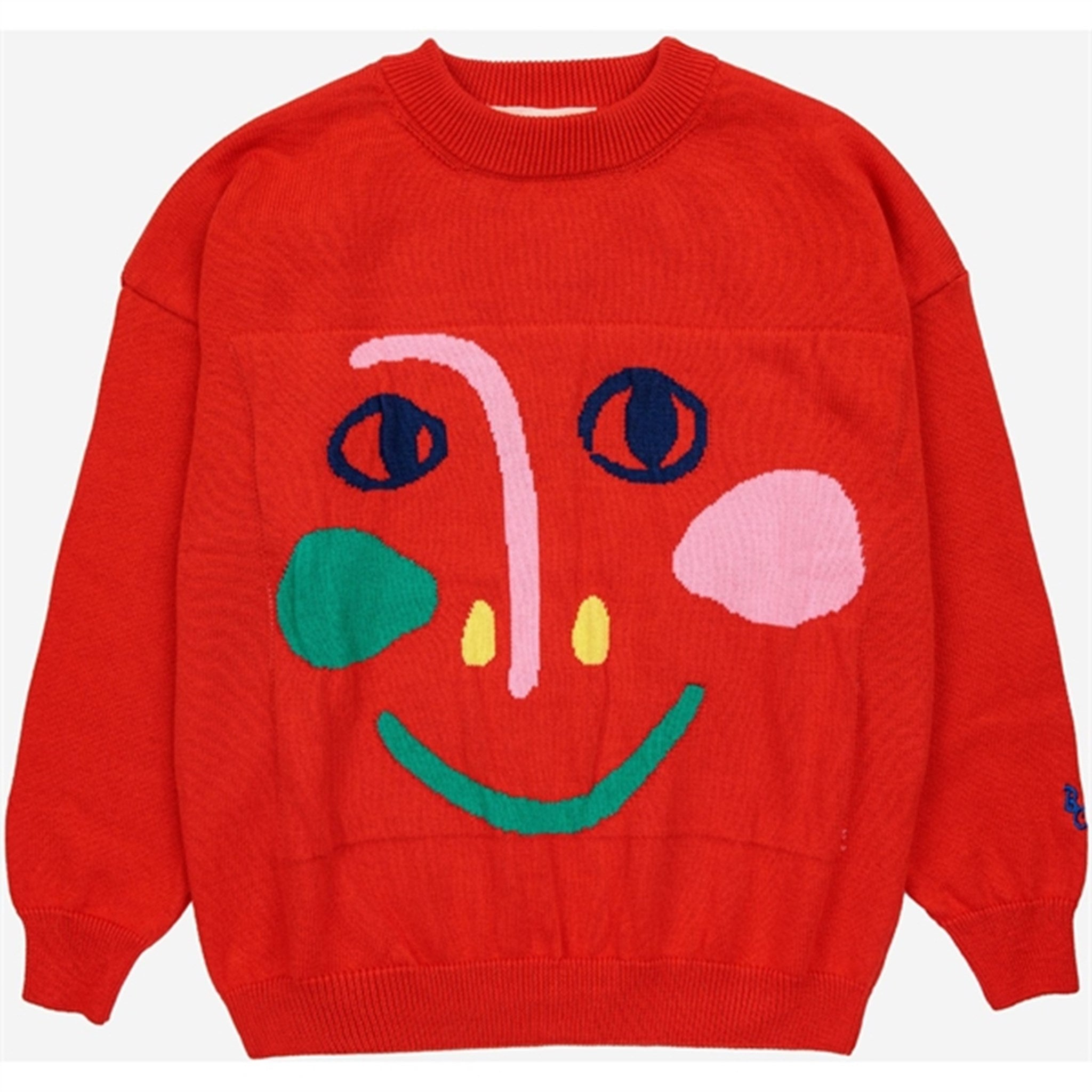 Bobo Choses Smiling Mask Sweater Round Neck Red