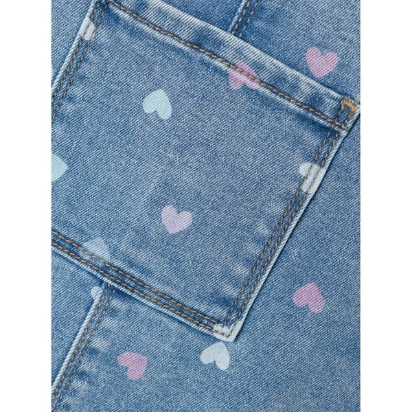 Name it Medium Blue Denim Hearts Rosa Denim Kjole