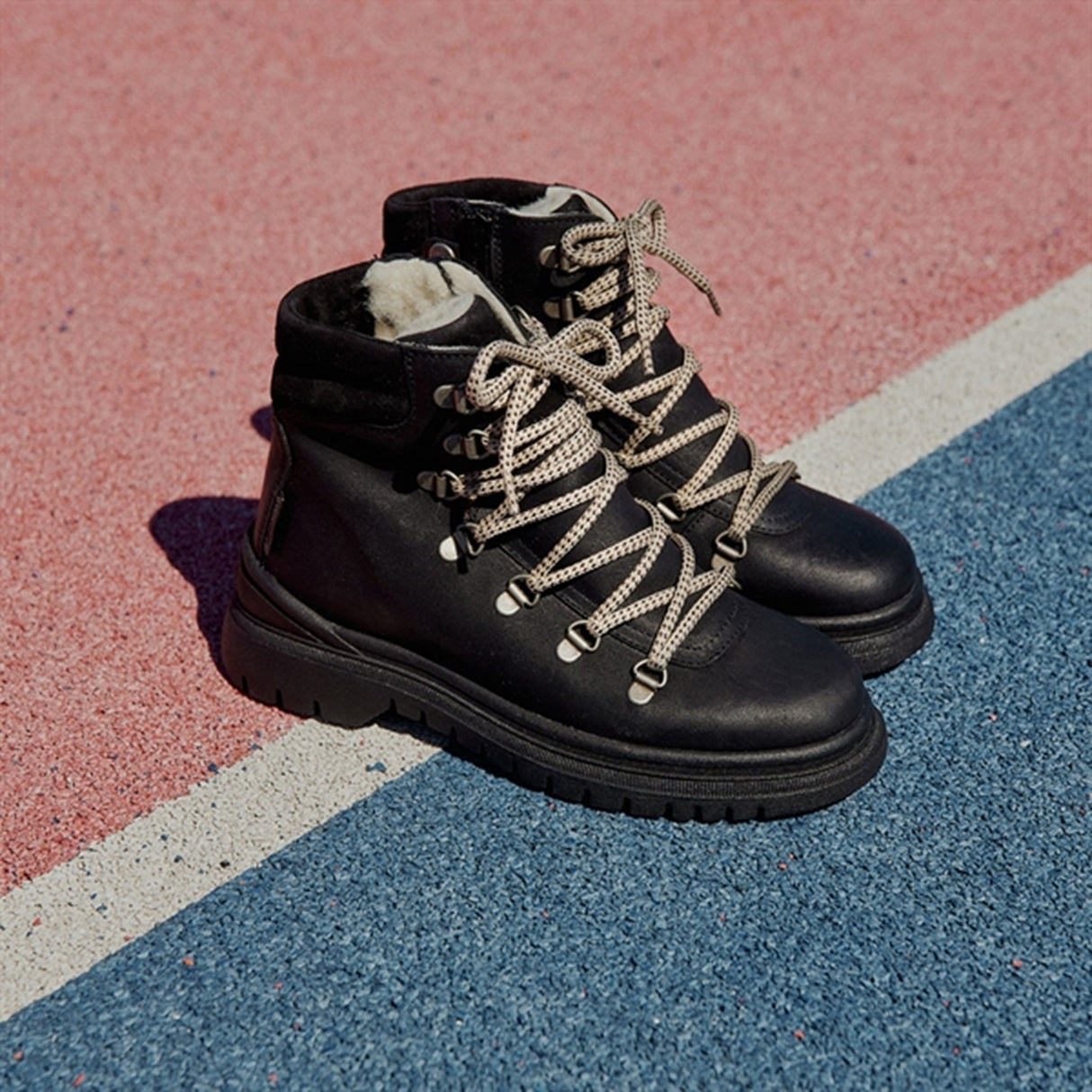 Angulus Tex Snørrestøvle Med Lynlås Og Uldfoer Black