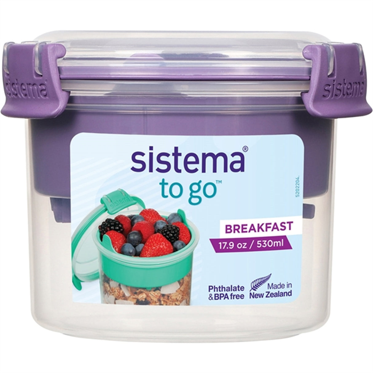 Sistema To Go Morgenmadsbøtte 530 ml Misty Purple